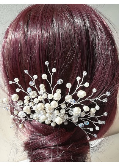 Сватбена украса за коса мини гребенче с кристали и перли Elegy of Snow
